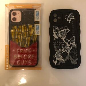 Red and Black iPhone Case with Geometric and Butterfly Designs